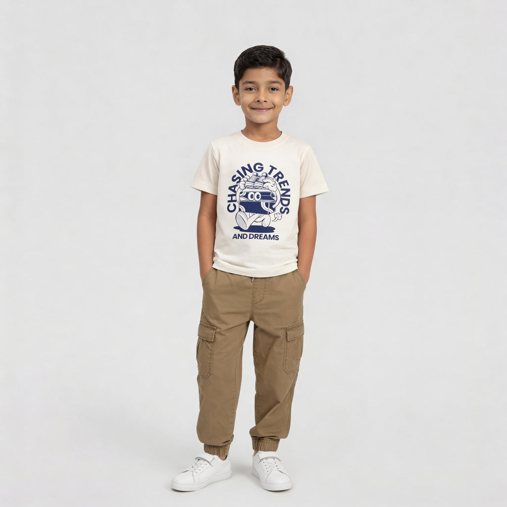Boys Cotton Crew Neck Graphitee