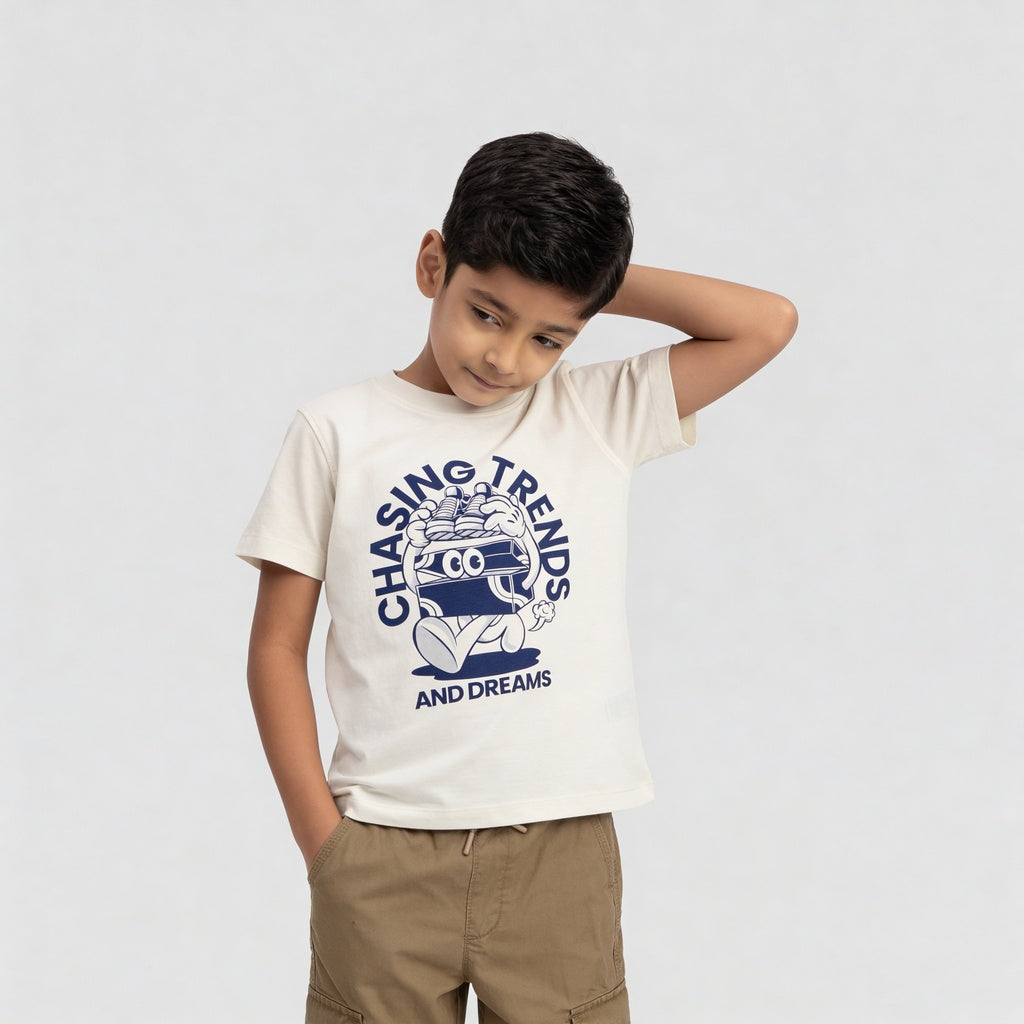 Boys Cotton Crew Neck Graphitee