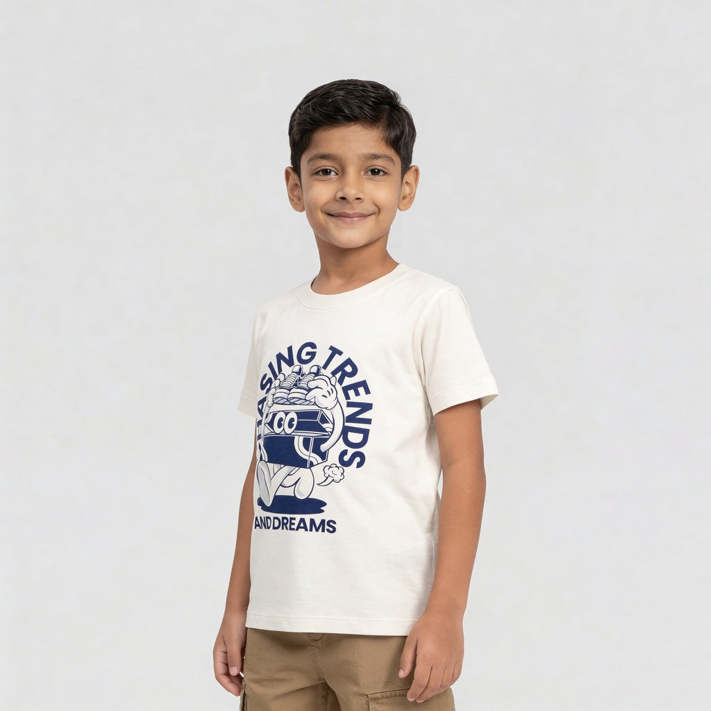 Boys Cotton Crew Neck Graphitee