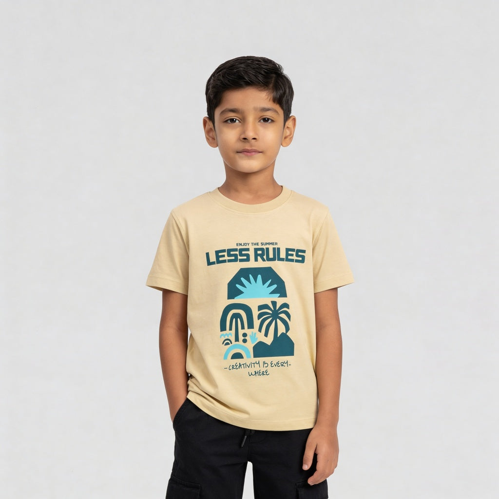 Boys Cotton Crew Neck Graphitee