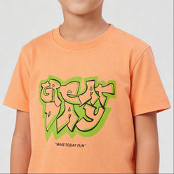 Boys Cotton Crew Neck Graphitee