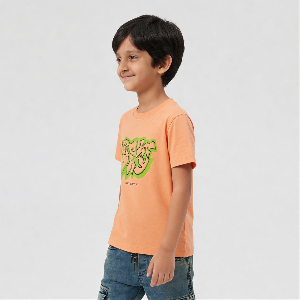 Boys Cotton Crew Neck Graphitee