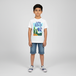 Boys Cotton Crew Neck Graphitee