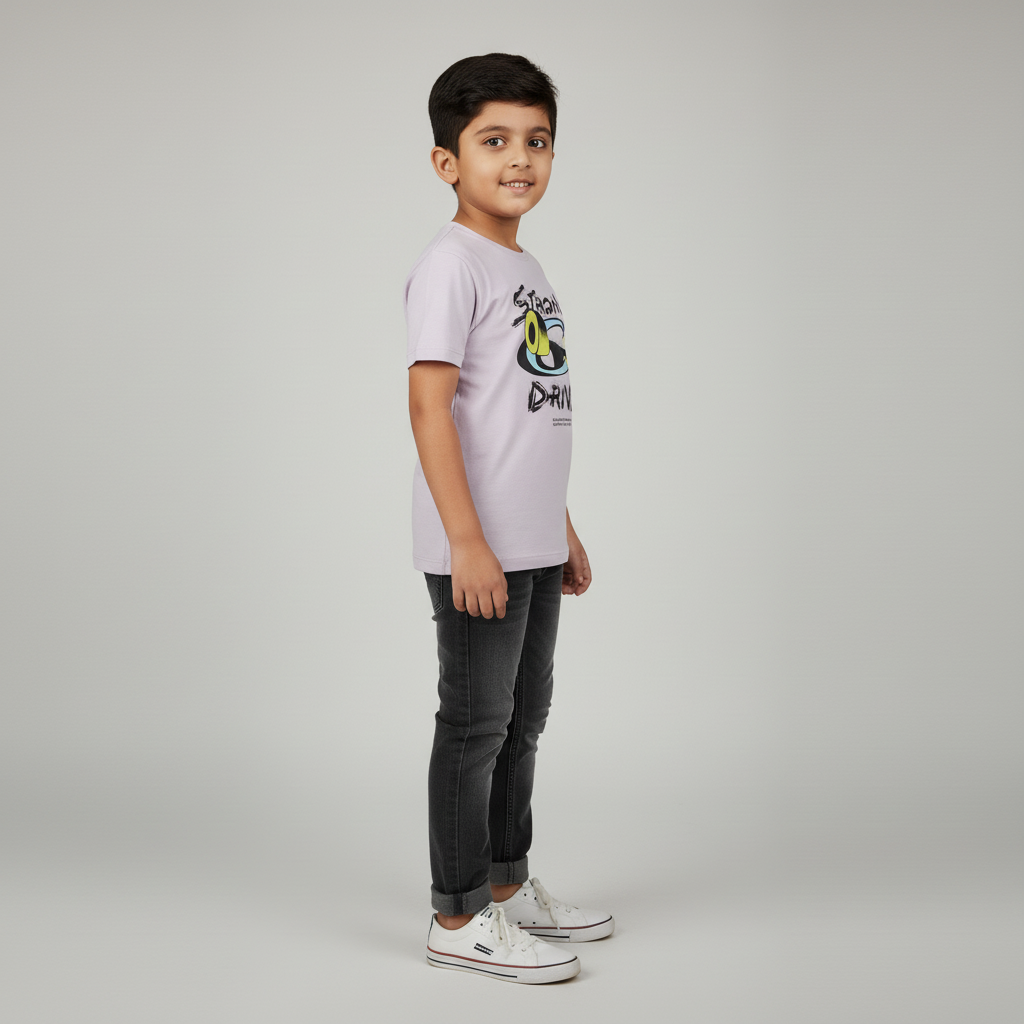 Boys Cotton Crew Neck Graphitee