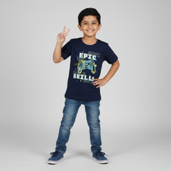 Boys Cotton Crew Neck Graphitee