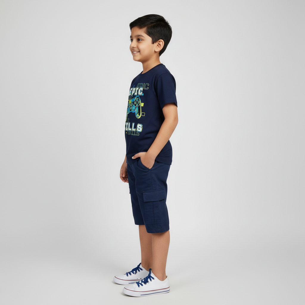 Boys Cotton Crew Neck Graphitee