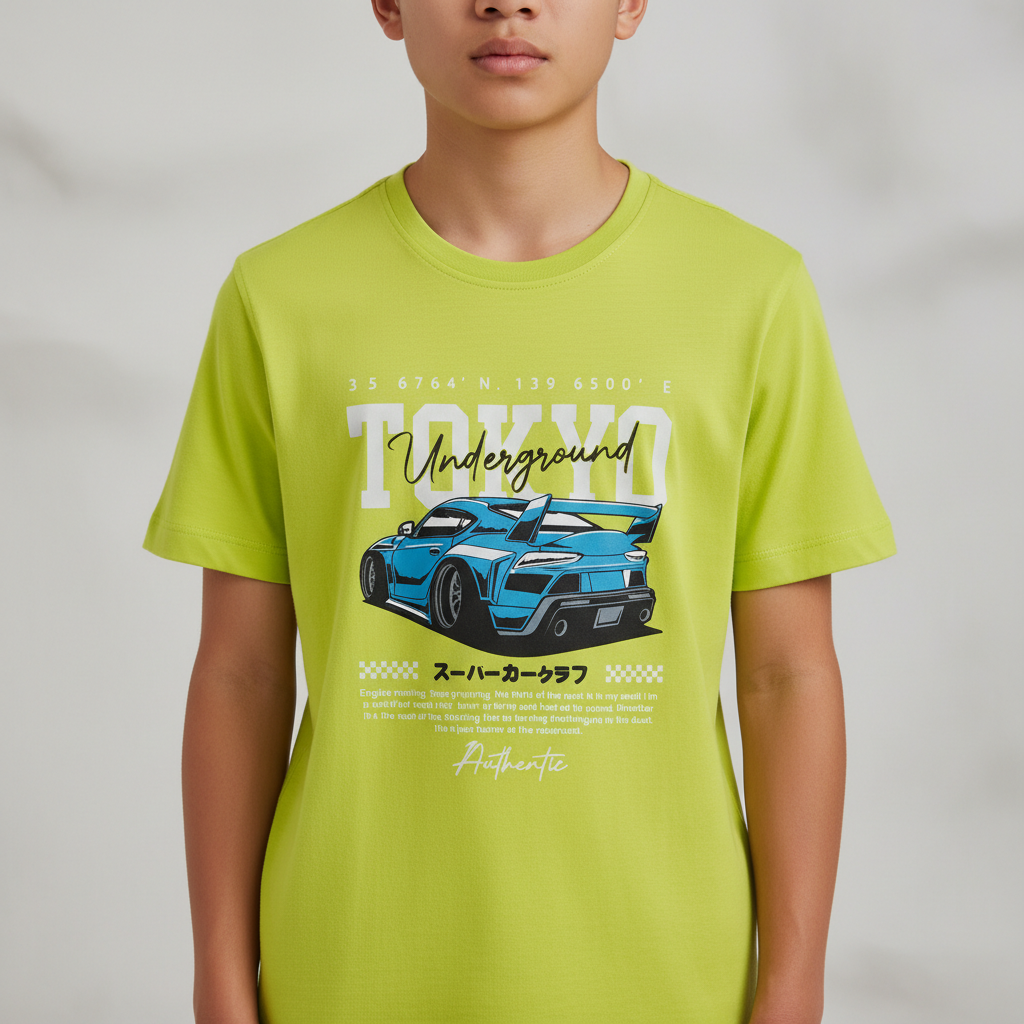 Boys Cotton Crew Neck Graphitee