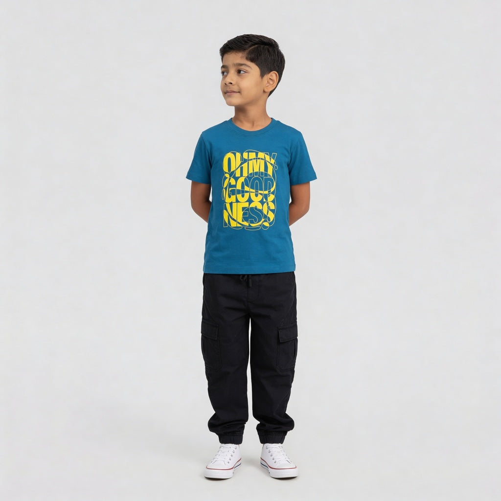 Boys Cotton Crew Neck Graphitee