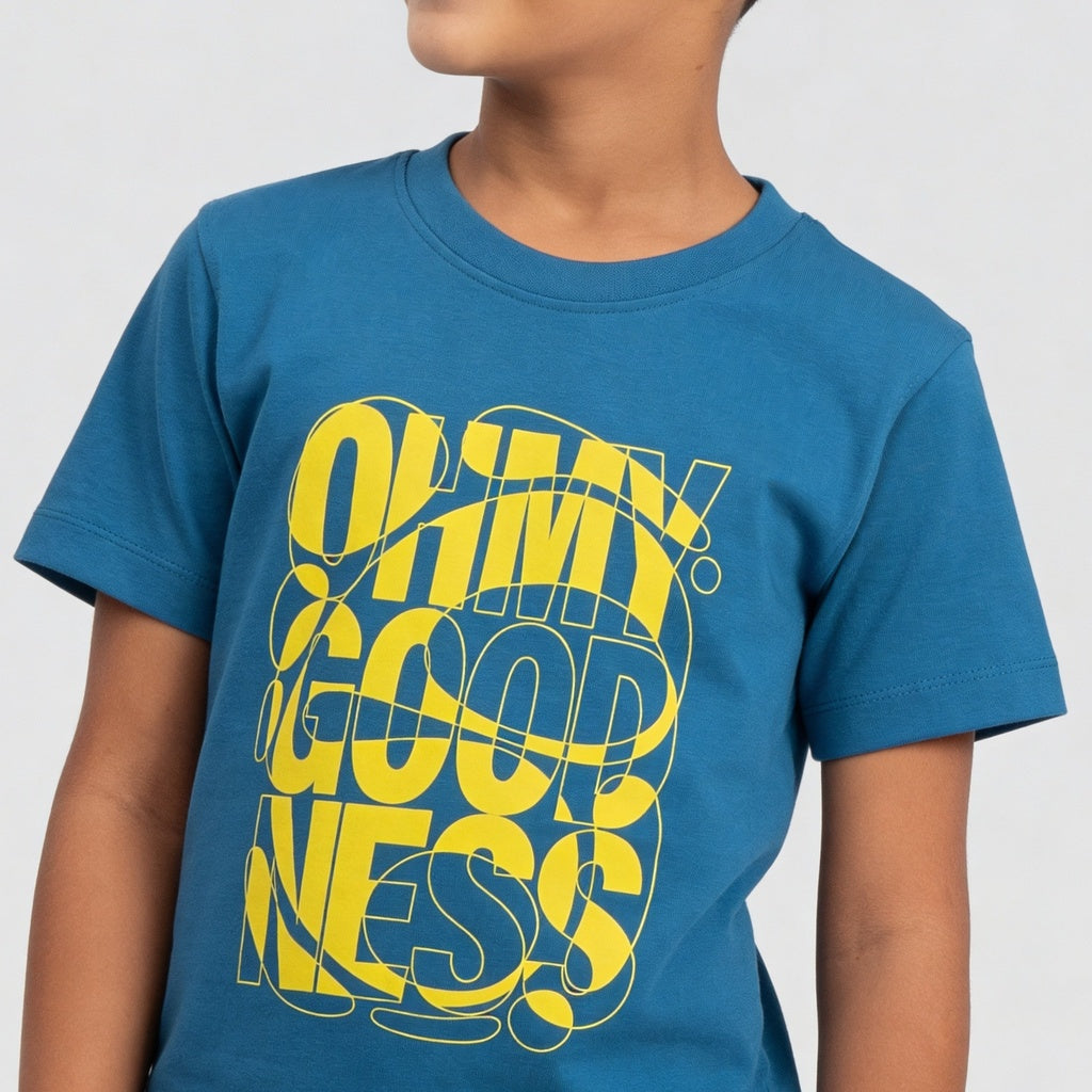 Boys Cotton Crew Neck Graphitee
