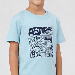 Boys Cotton Crew Neck Graphitee