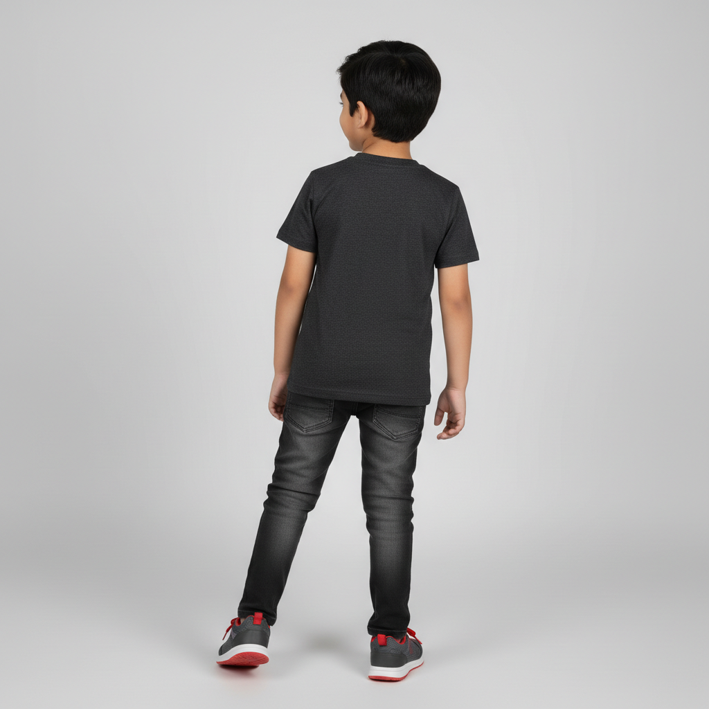 Boys Cotton Crew Neck Graphitee