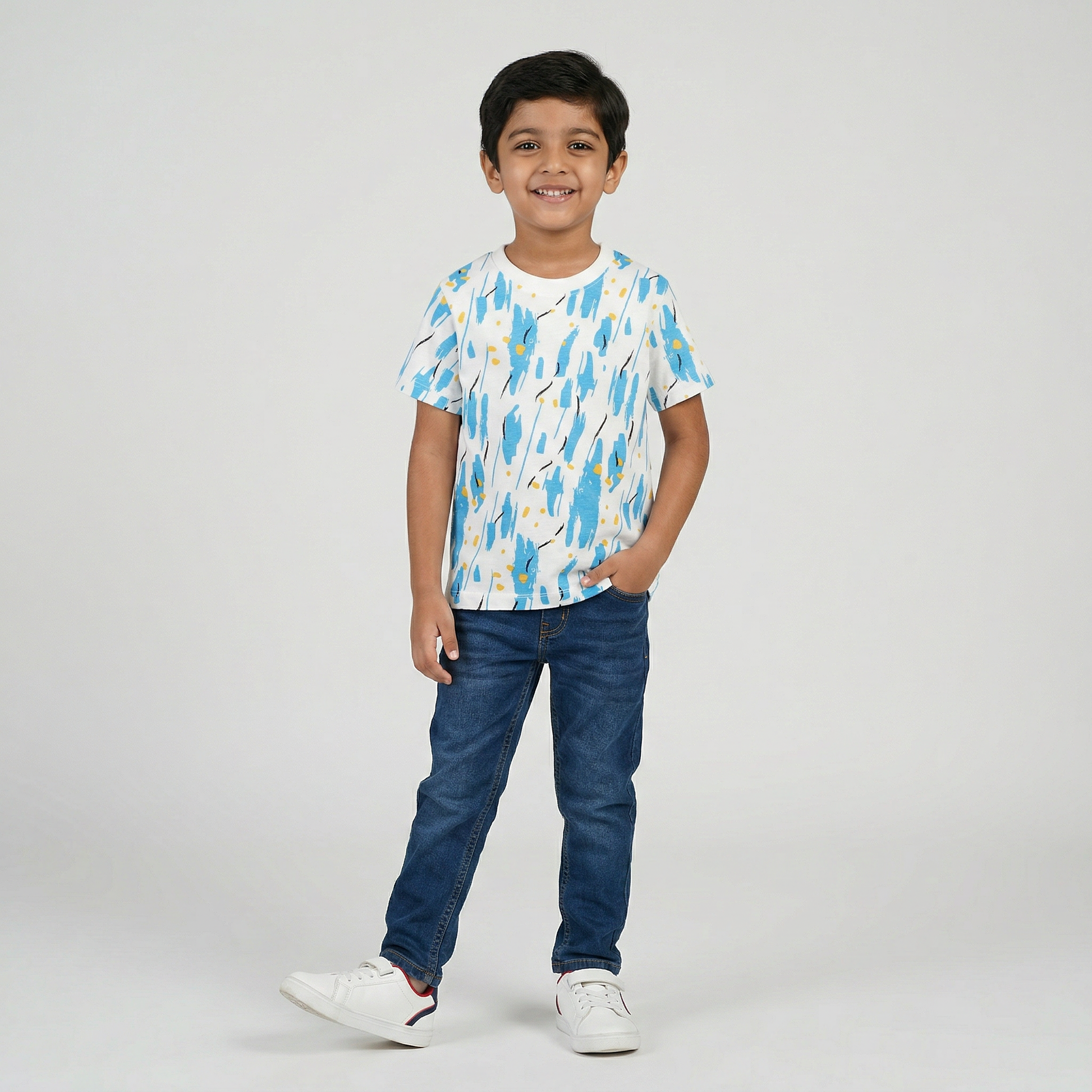 Boys Cotton Crew Neck Graphitee