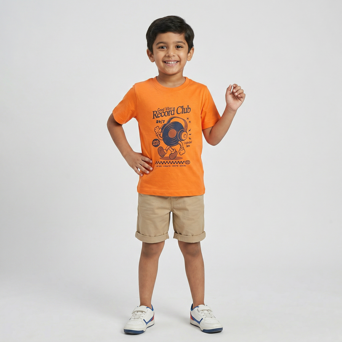 Boys Cotton Crew Neck Graphitee