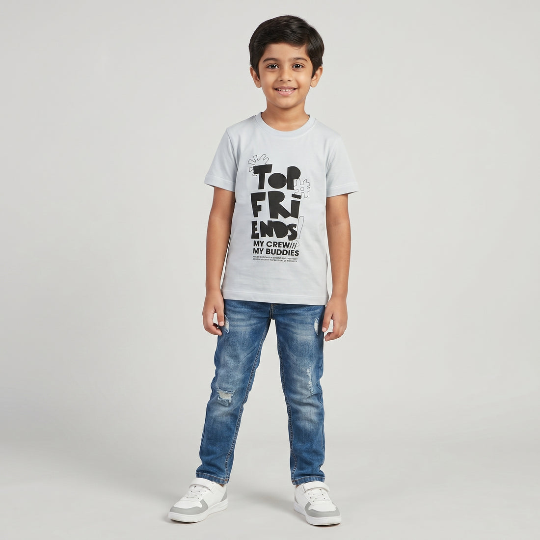 Boys Cotton Crew Neck Graphitee