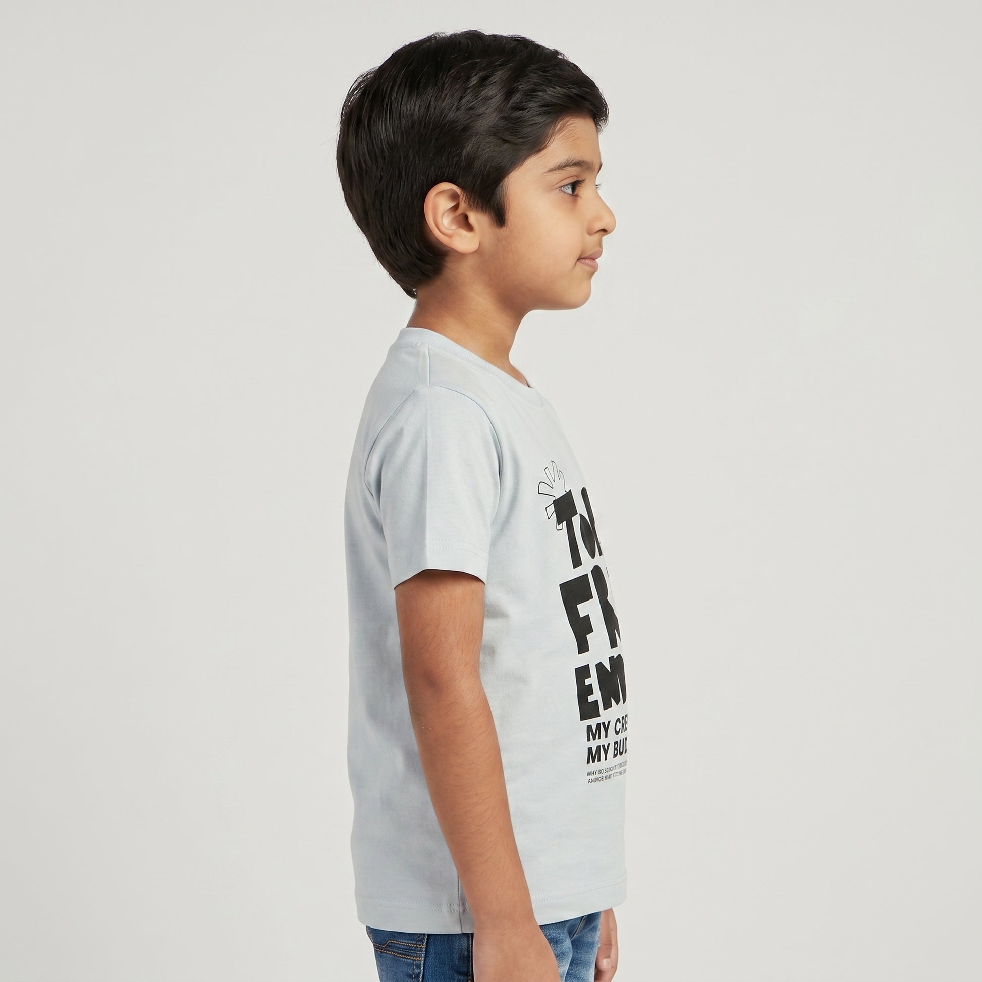 Boys Cotton Crew Neck Graphitee