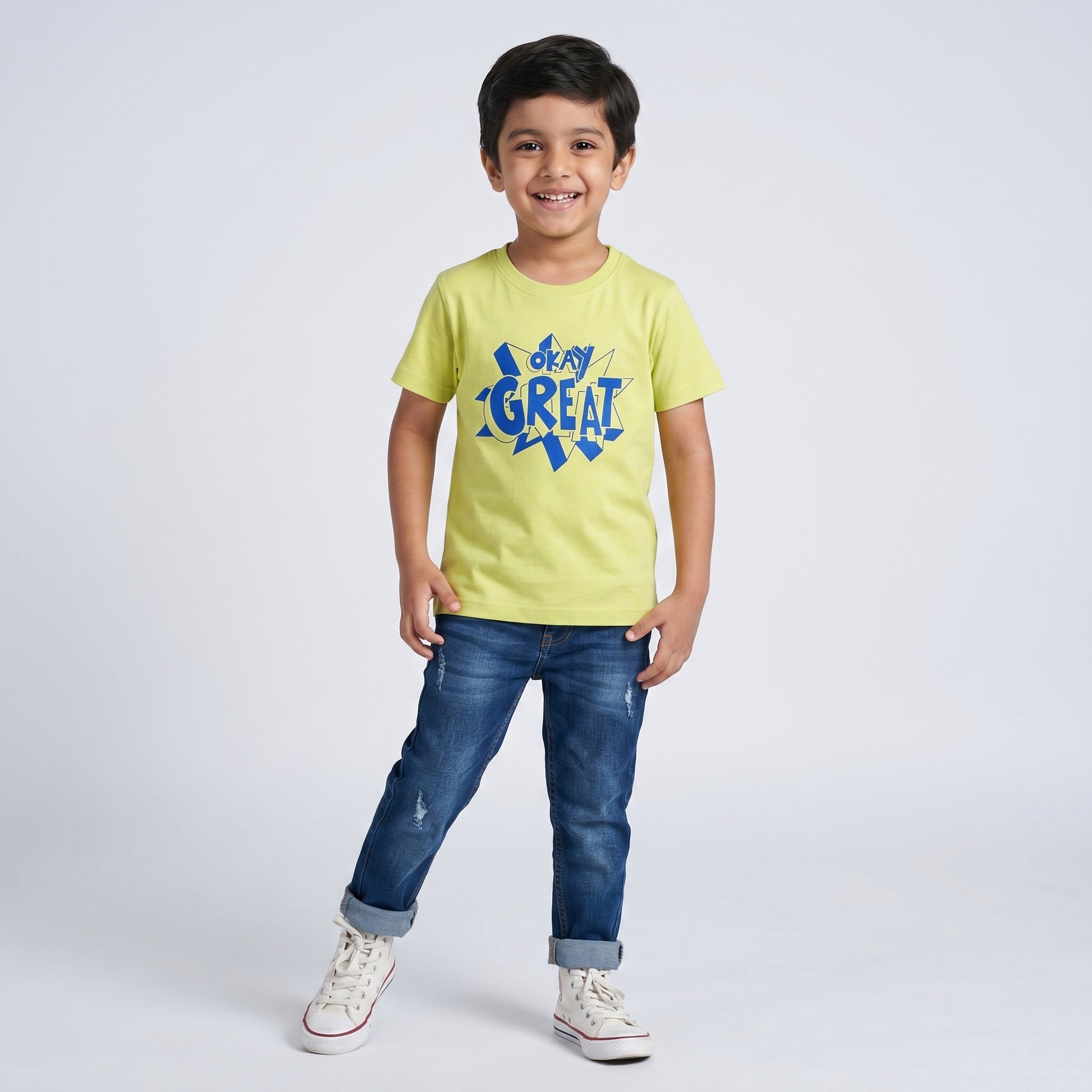 Boys Cotton Crew Neck Graphitee