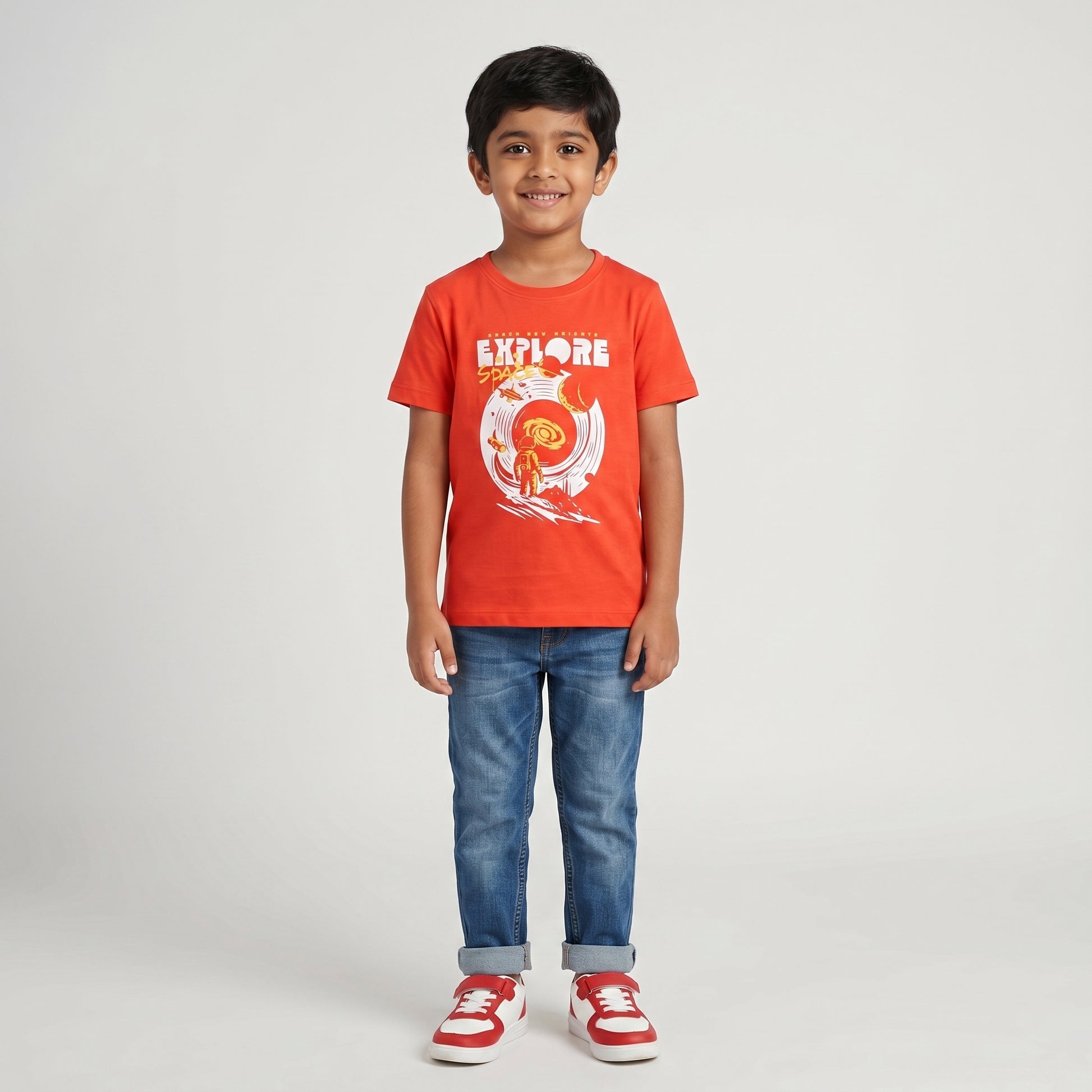 Boys Cotton Crew Neck Graphitee