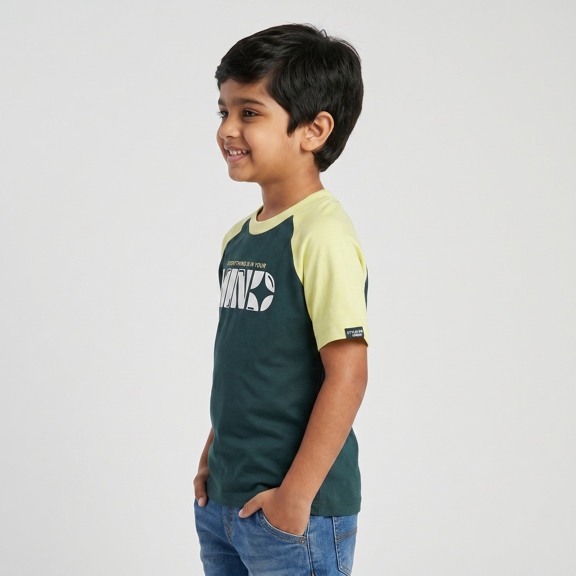 Boys Cotton Crew Neck Graphitee