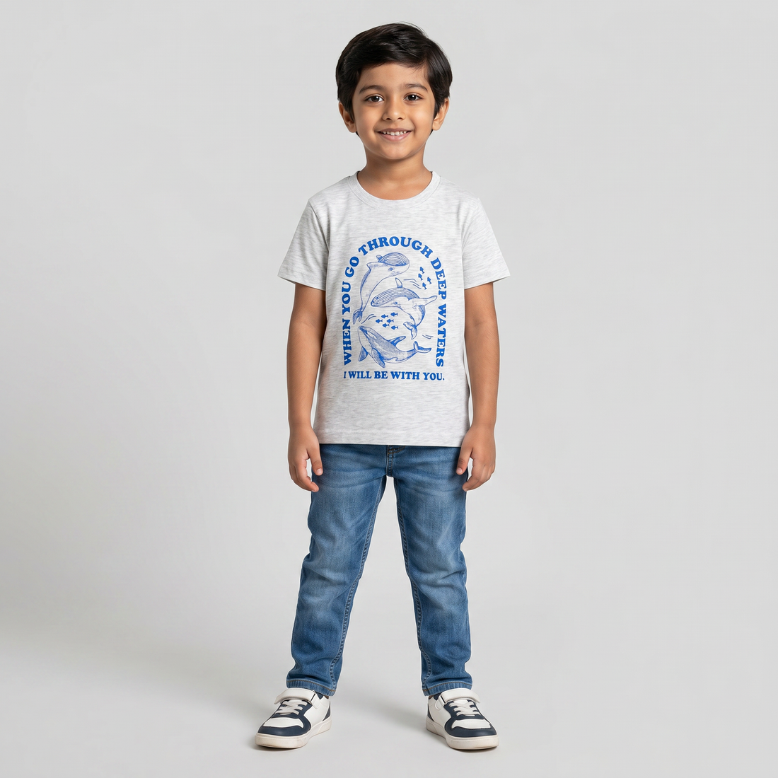 Boys Cotton Crew Neck Graphitee