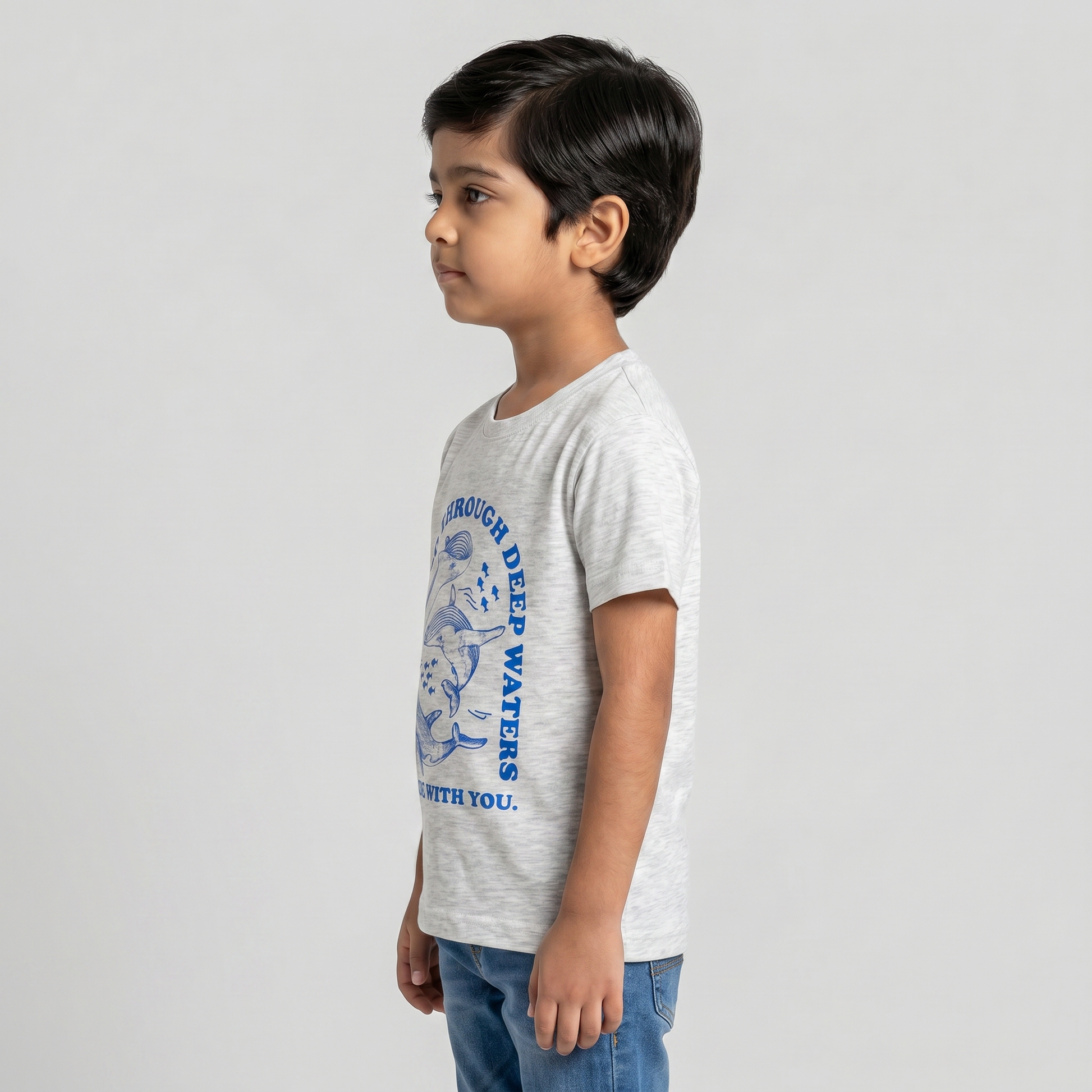 Boys Cotton Crew Neck Graphitee