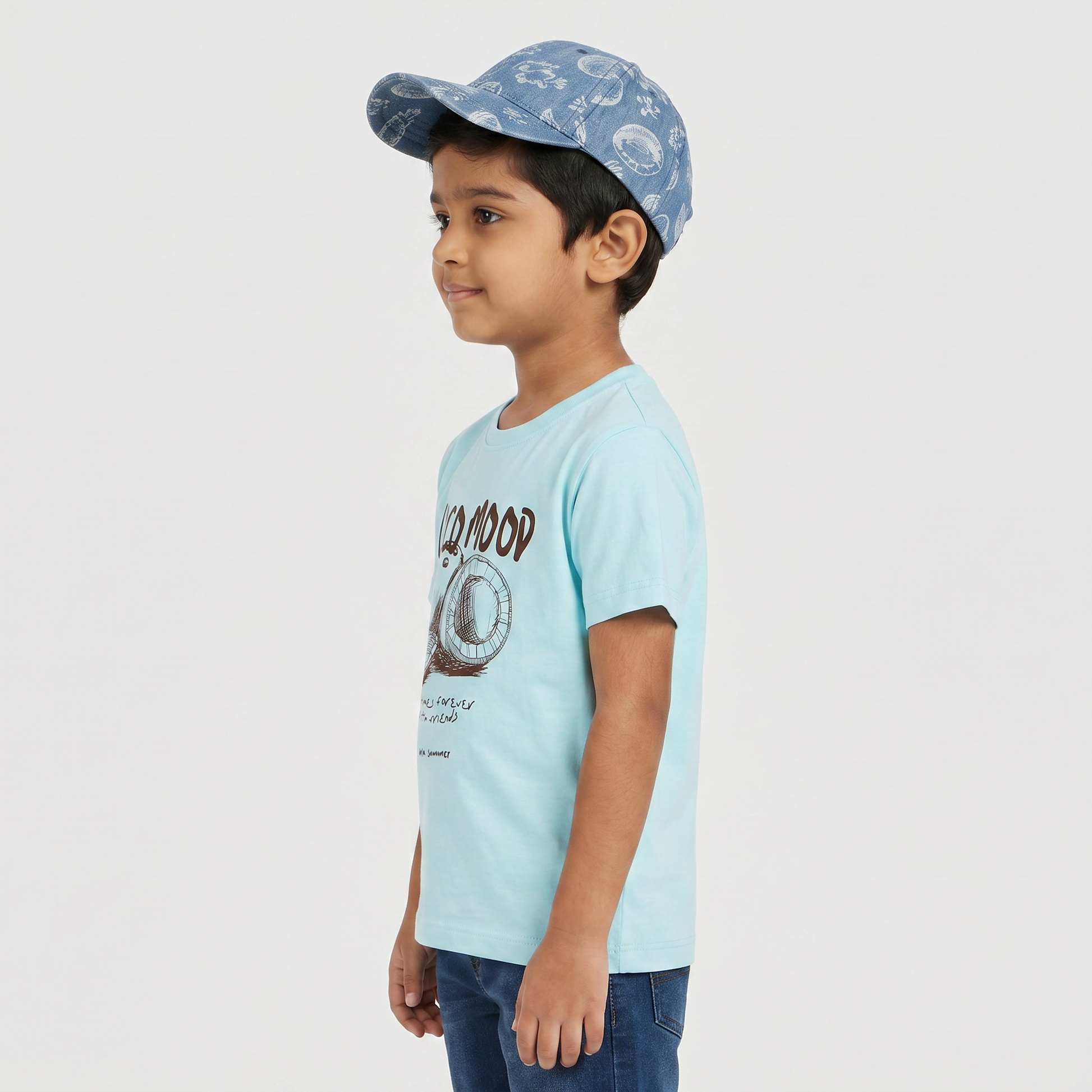 Boys Cotton Crew Neck Graphitee