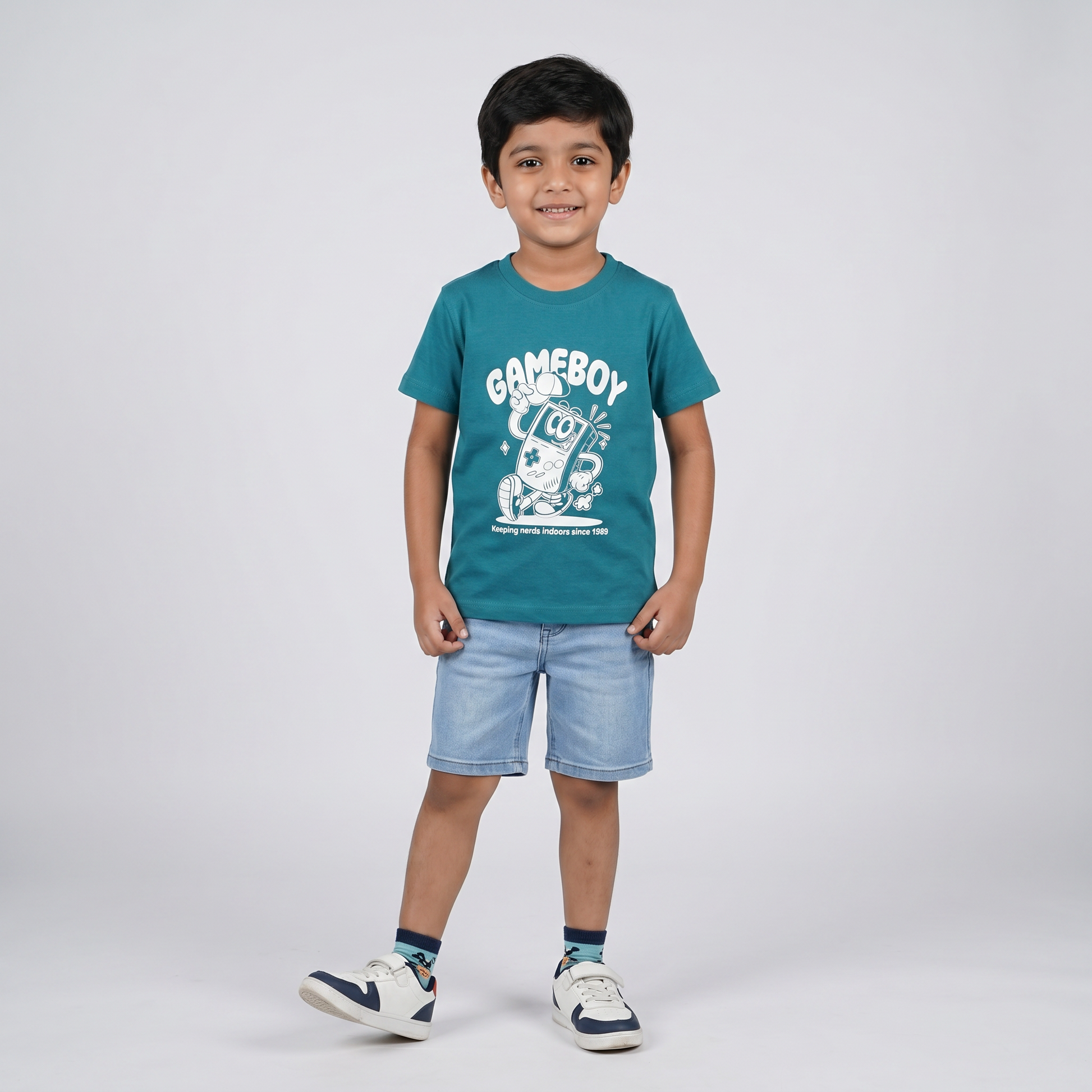 Boys Cotton Crew Neck Graphitee