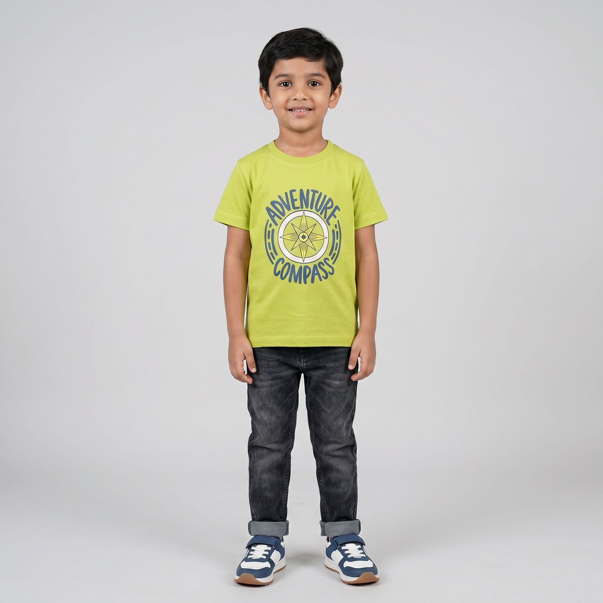 Boys Cotton Crew Neck Graphitee