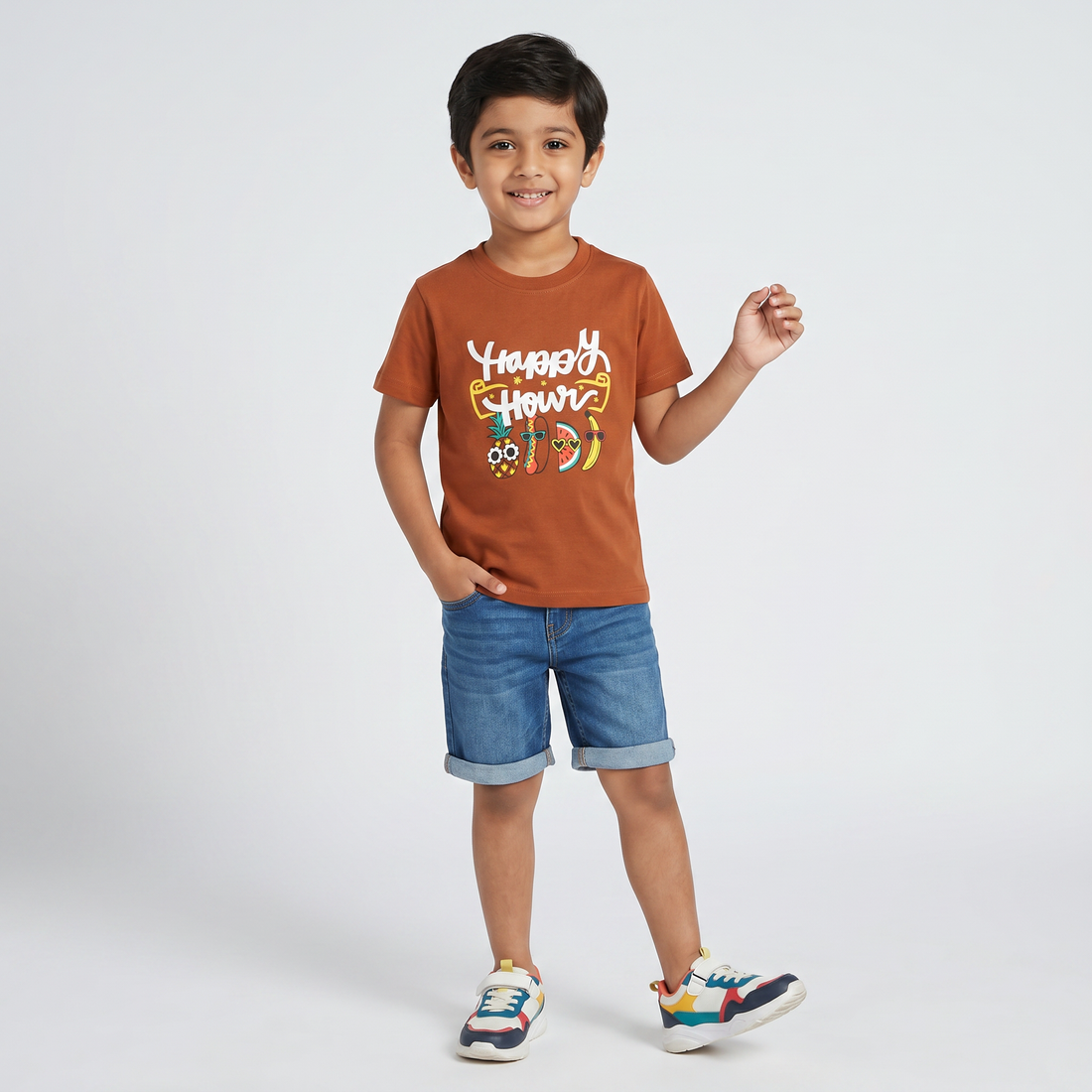 Boys Cotton Crew Neck Graphitee