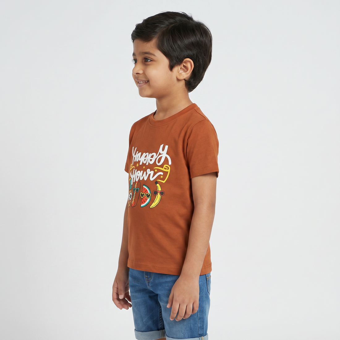 Boys Cotton Crew Neck Graphitee