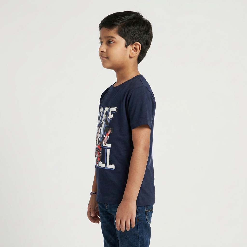 Boys Cotton Crew Neck Graphitee