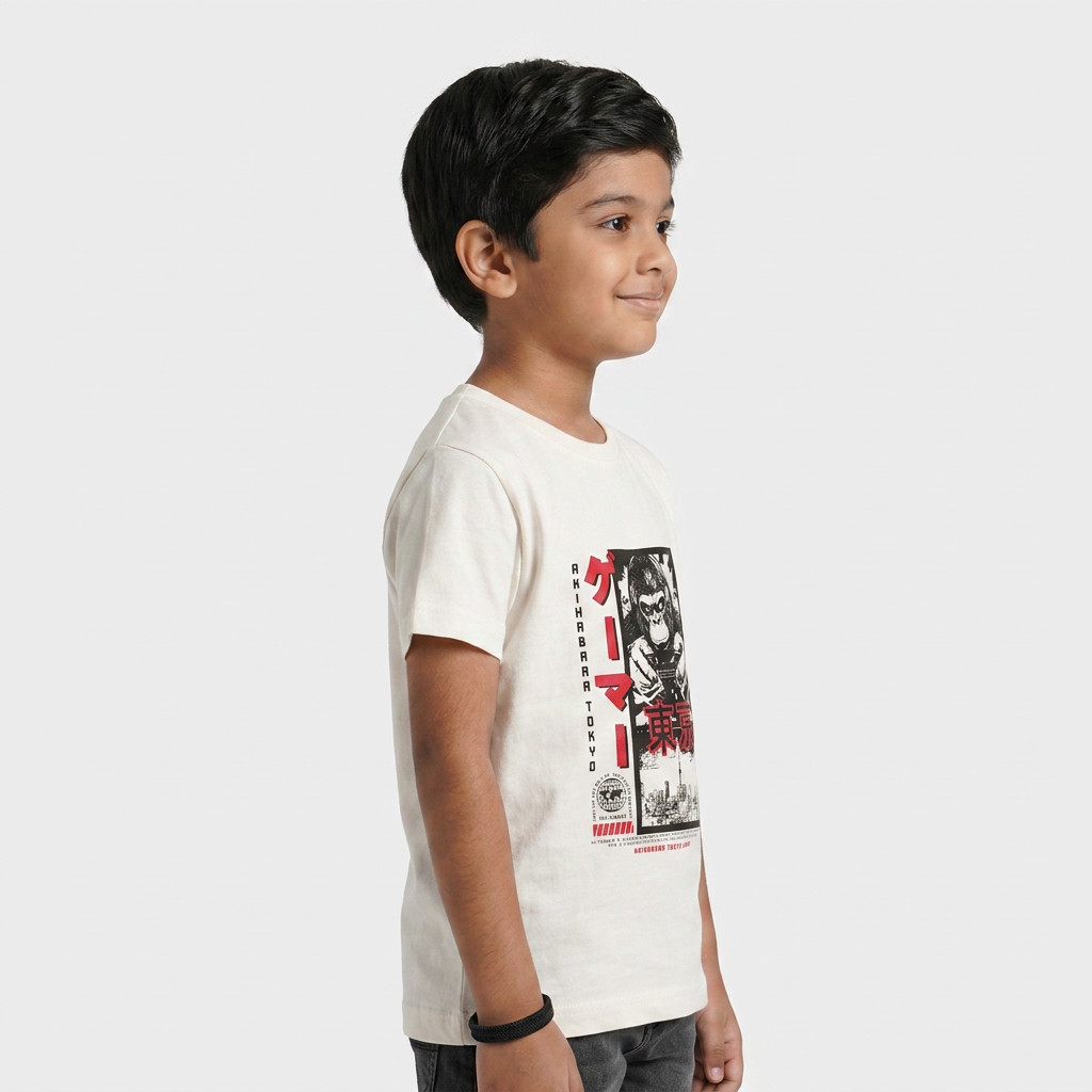 Boys Cotton Crew Neck Graphitee