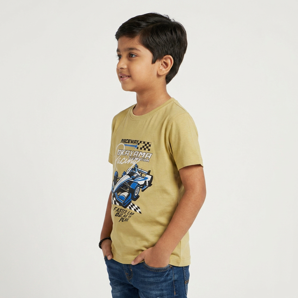 Boys Cotton Crew Neck Graphitee