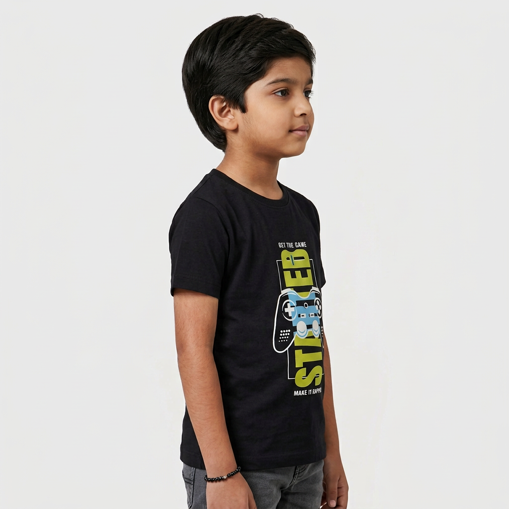 Boys Cotton Crew Neck Graphitee