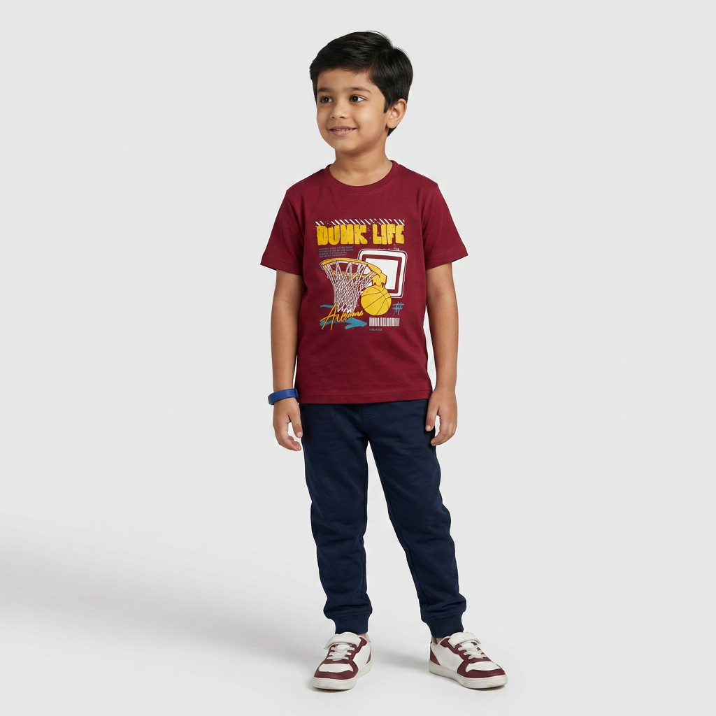 Boys Cotton Crew Neck Graphitee