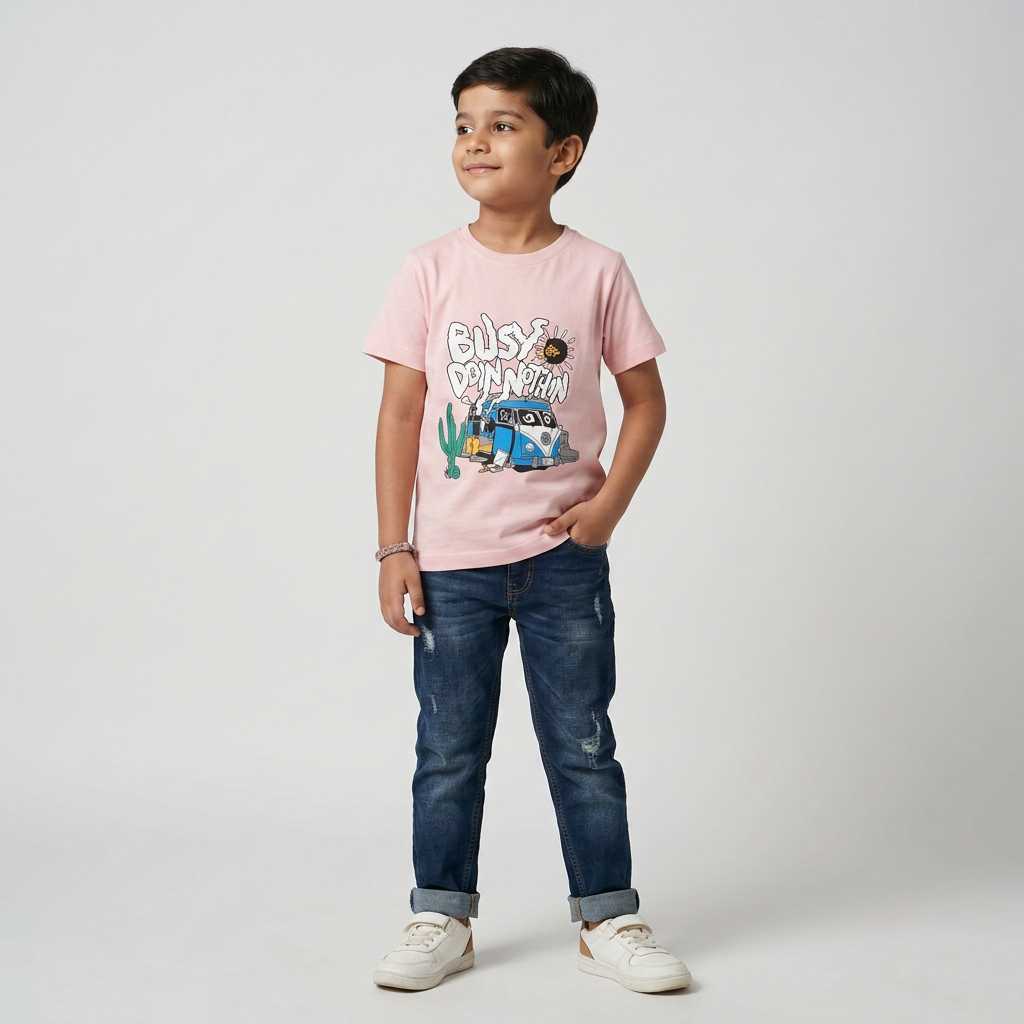 Boys Cotton Crew Neck Graphitee