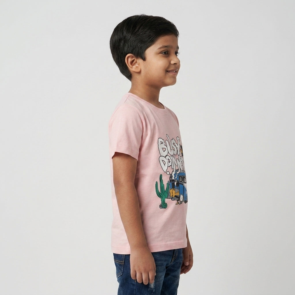 Boys Cotton Crew Neck Graphitee