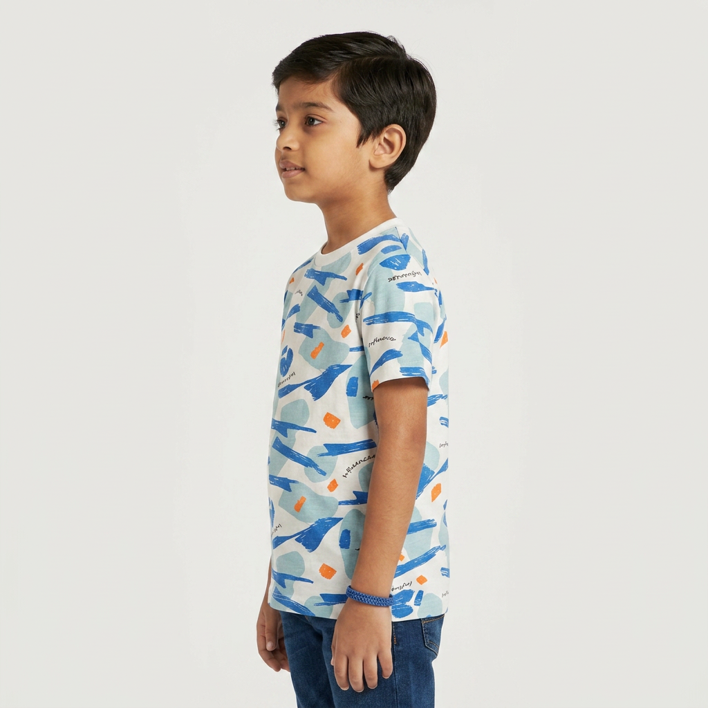 Boys Cotton Crew Neck Graphitee