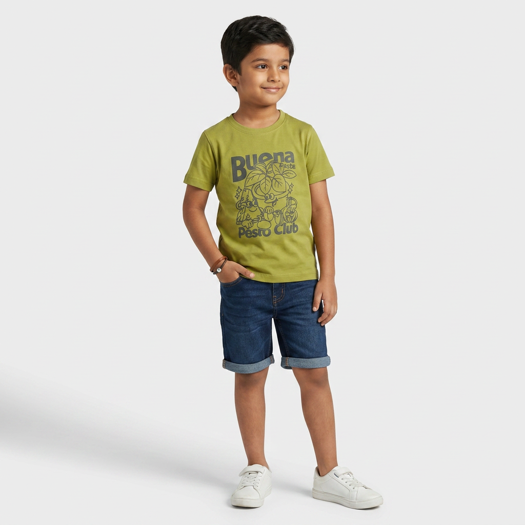 Boys Cotton Crew Neck Graphitee