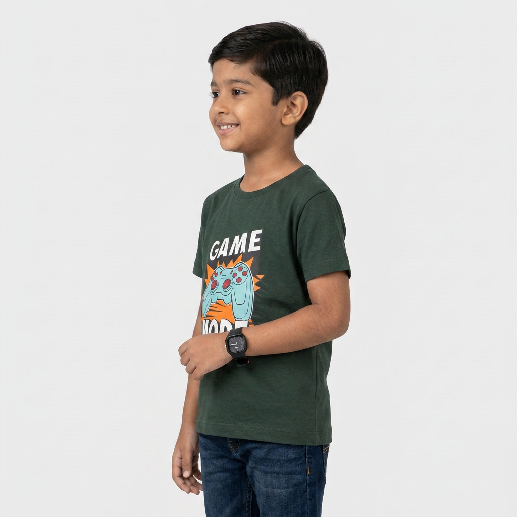 Boys Cotton Crew Neck Graphitee