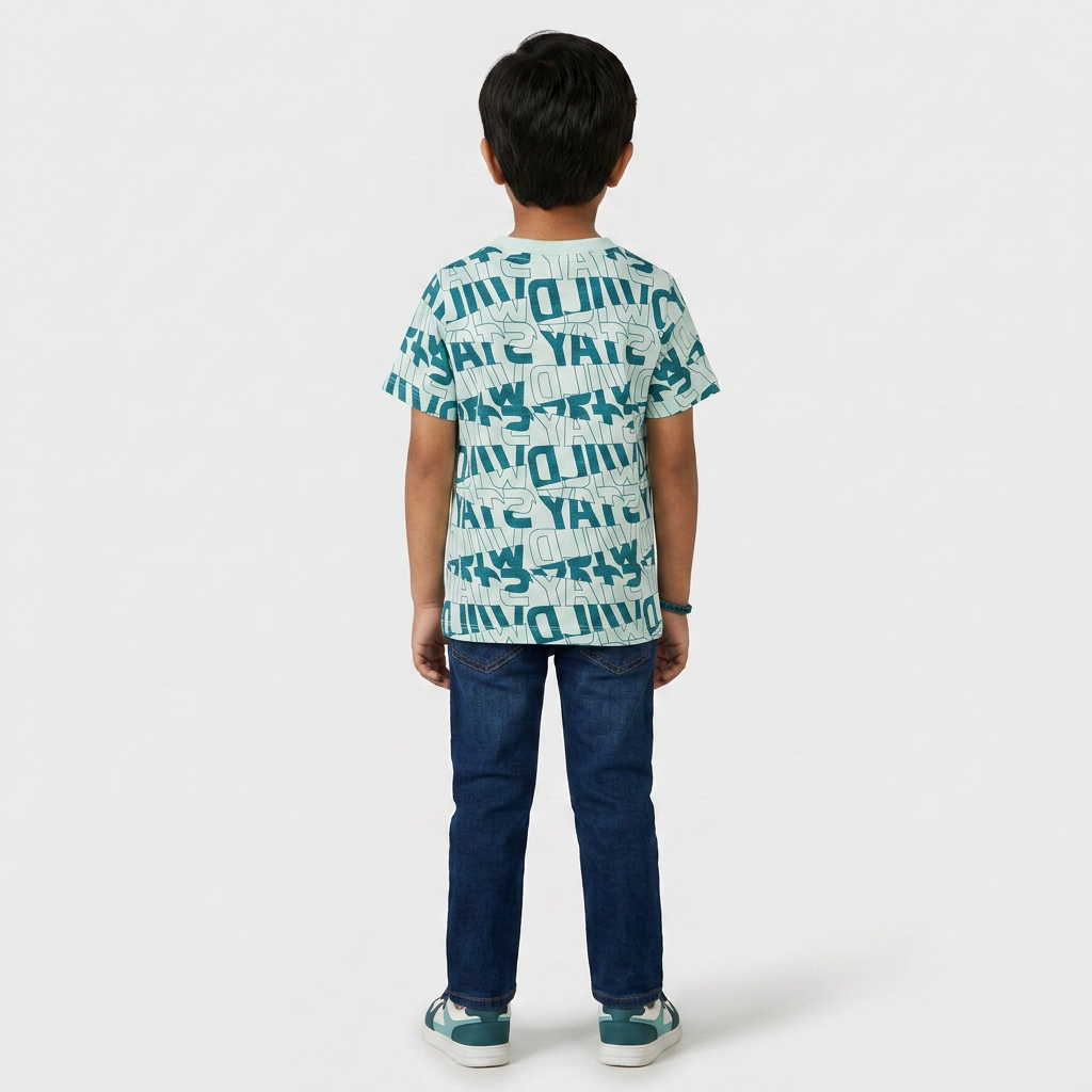 Boys Cotton Crew Neck Graphitee