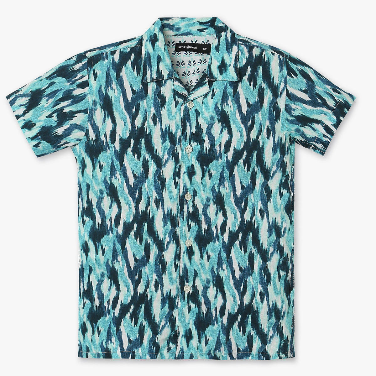 Boys Regular Fit Printed Cuban Shirt