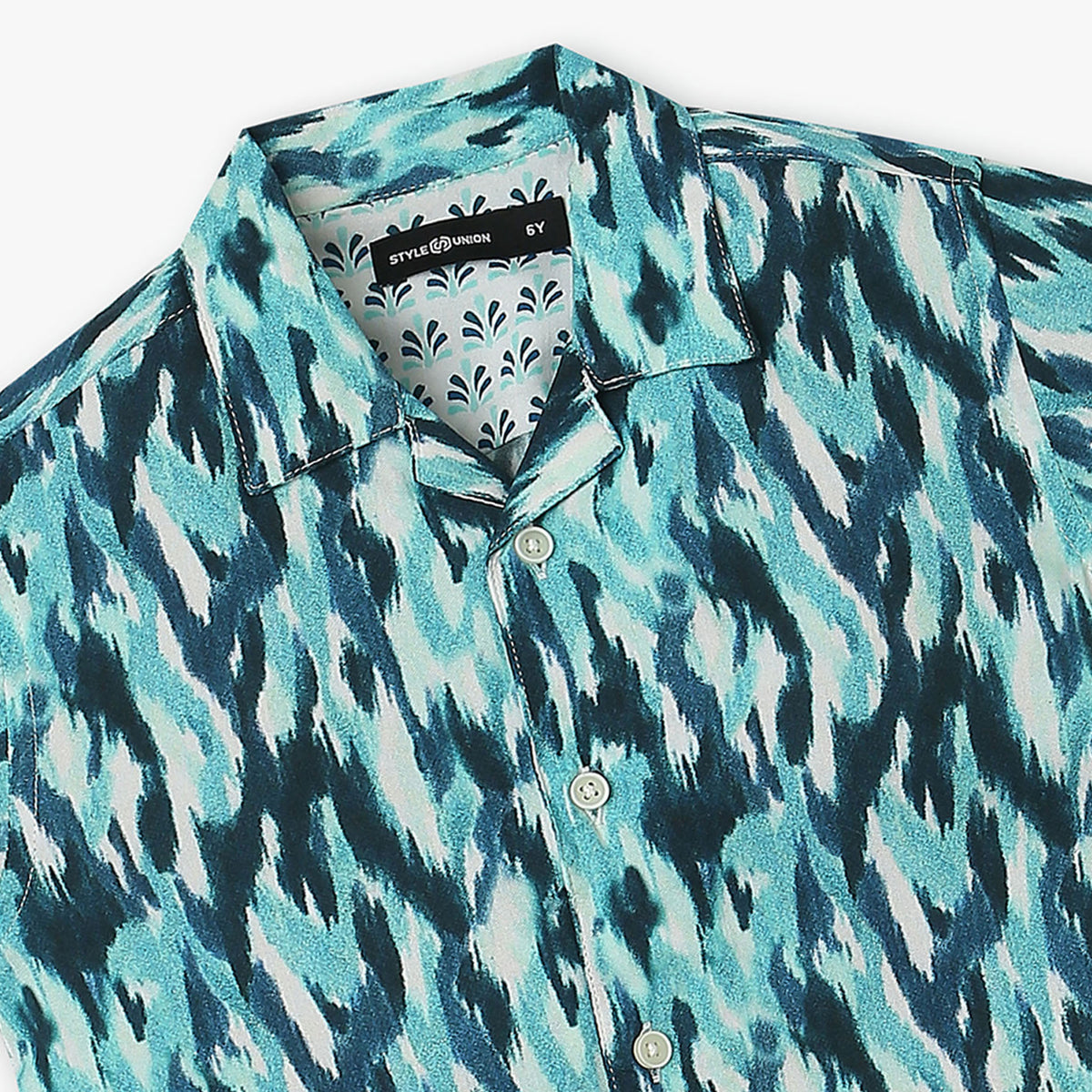 Boys Regular Fit Printed Cuban Shirt