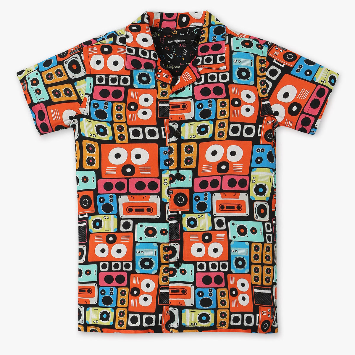 Boys Regular Fit Printed Cuban Shirt