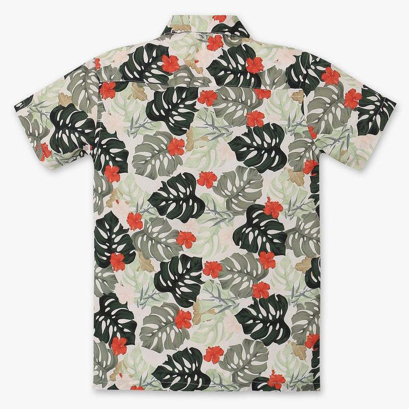 Boys Regular Fit Printed Cuban Shirt