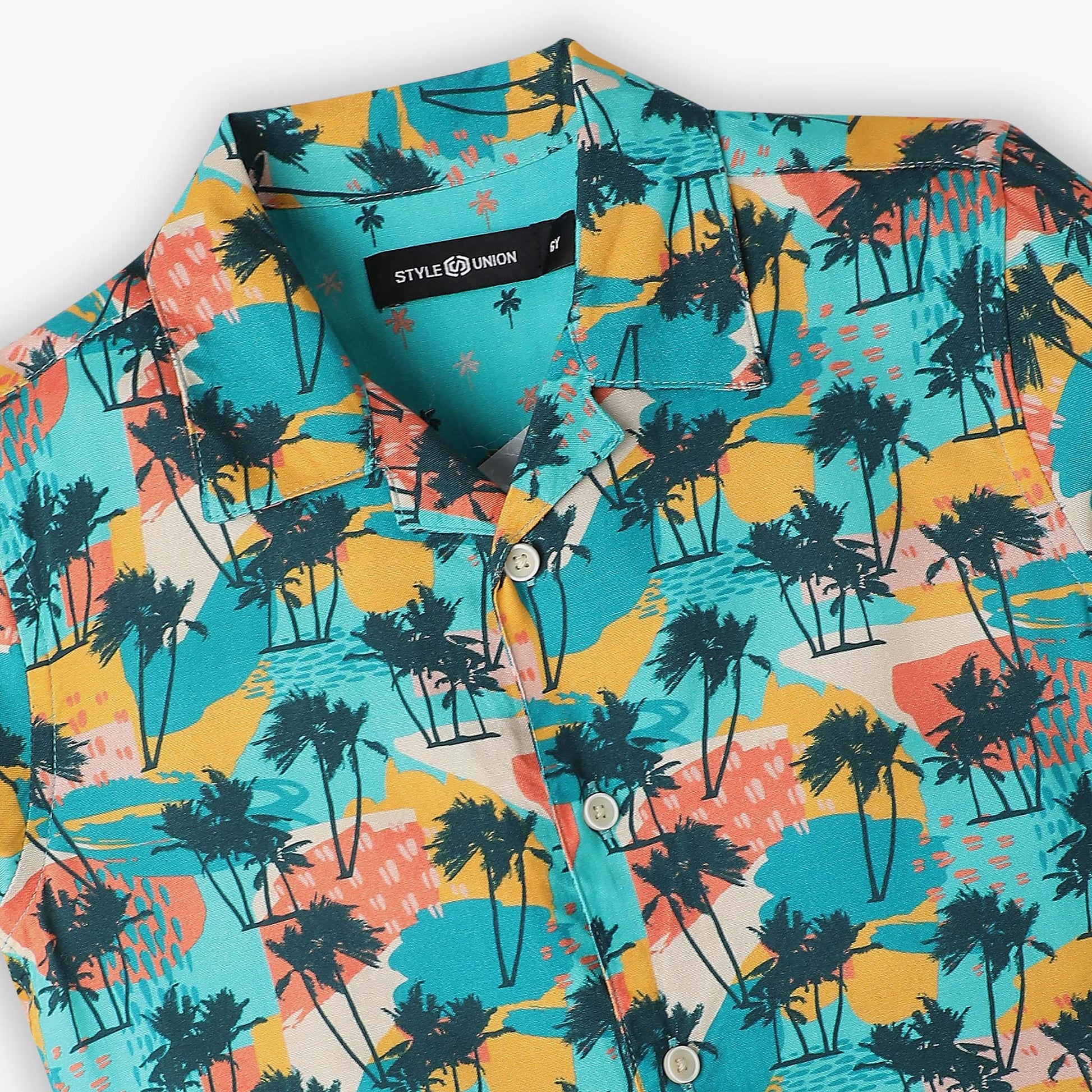 Boys Relaxed Fit Printed Half Sleeve Retreat Shirt