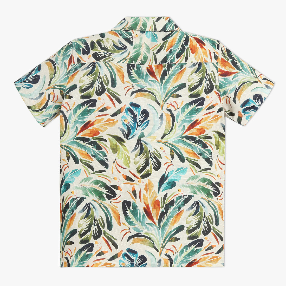 Boys Camp Collar Full Length Printed Shirt