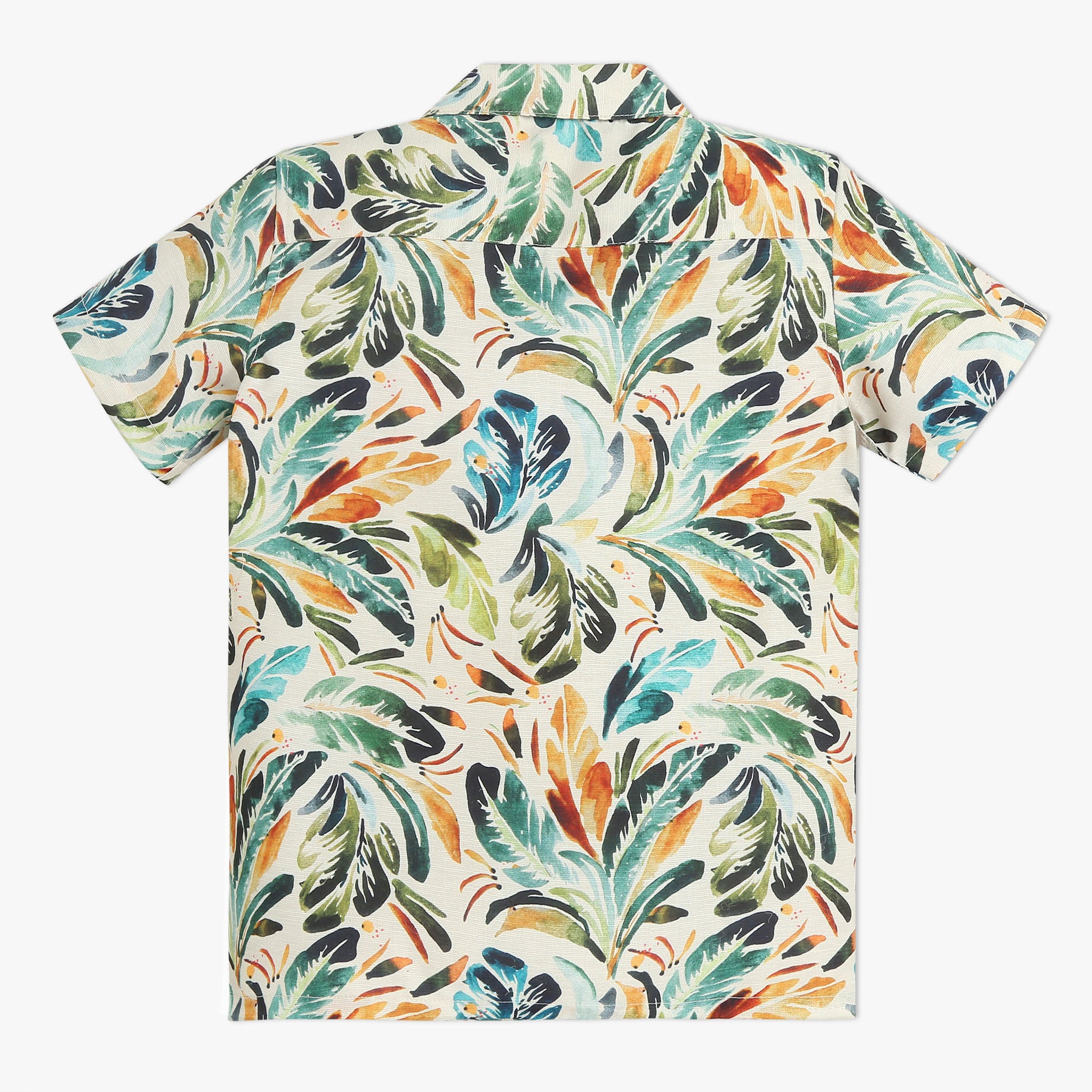 Boys Camp Collar Full Length Printed Shirt