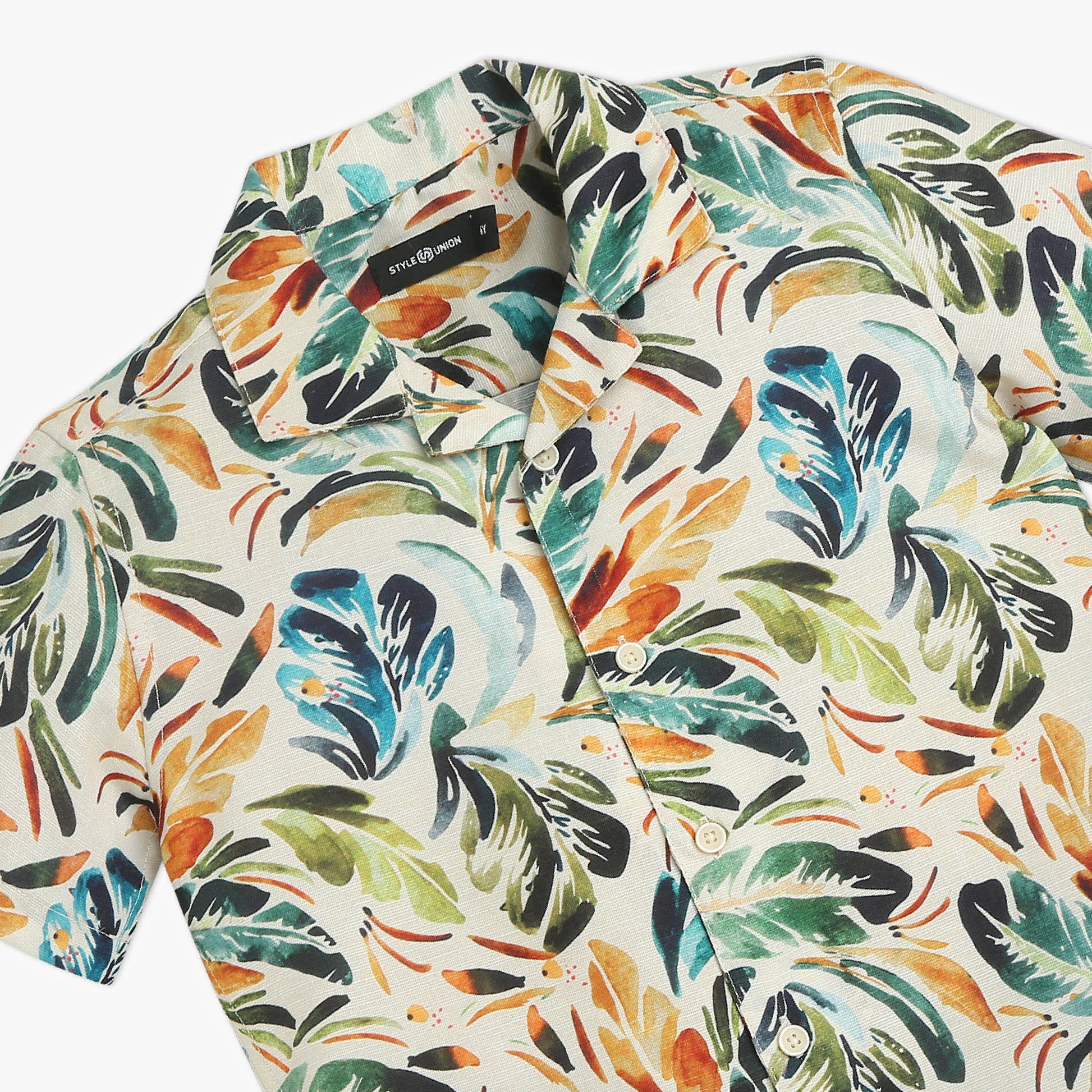 Boys Camp Collar Full Length Printed Shirt