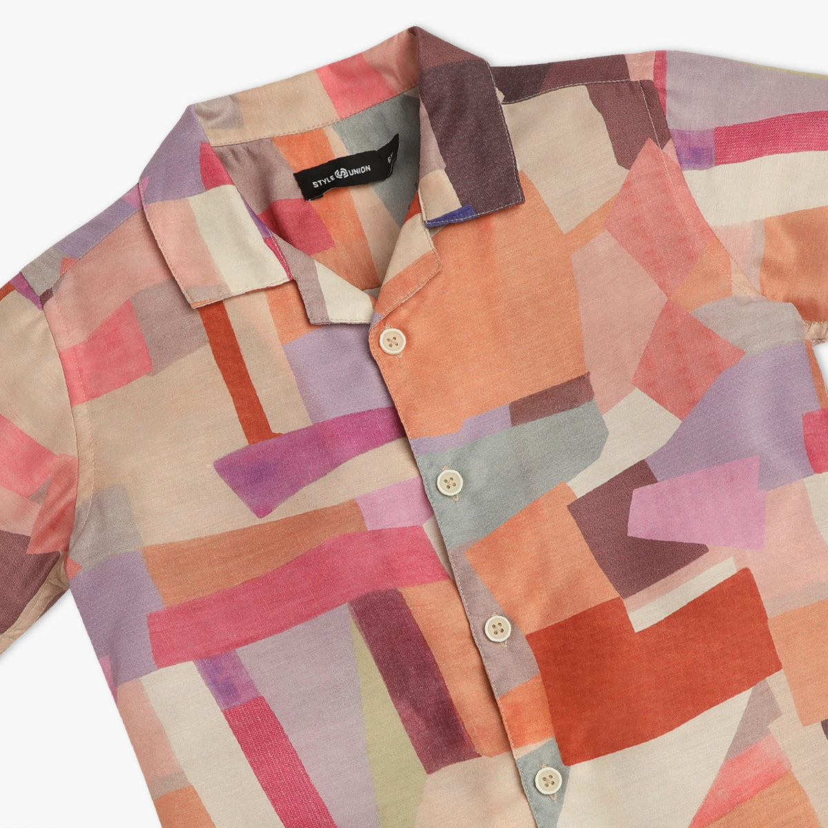 Boys Camp Collar Full Length Printed Shirt
