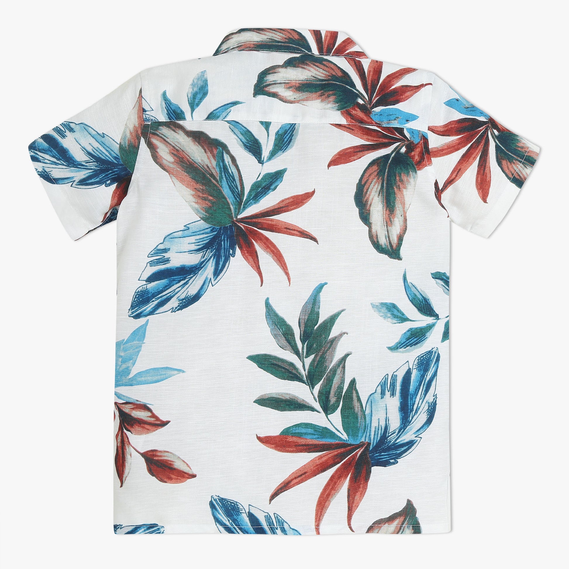 Boys Camp Collar Full Length Printed Shirt